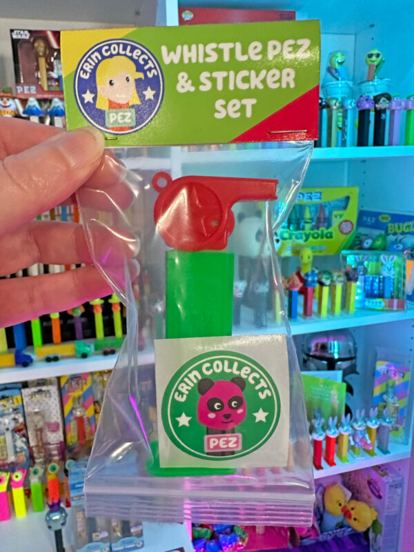 Coach Whistle PEZ Sticker Set With 1 PEZ & 1 Sticker - Green, Yellow, & Red