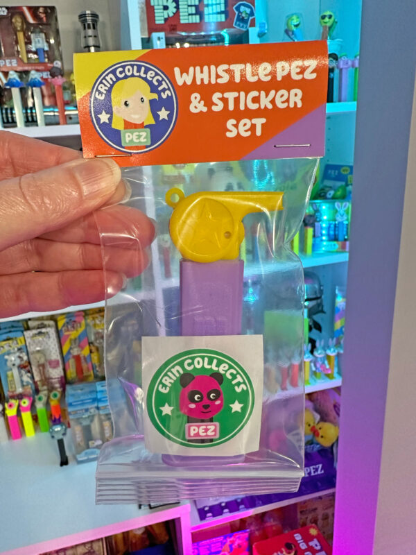 Coach Whistle PEZ Sticker Set With 1 PEZ & 1 Sticker - Purple, Yellow, & Orange - Image 2