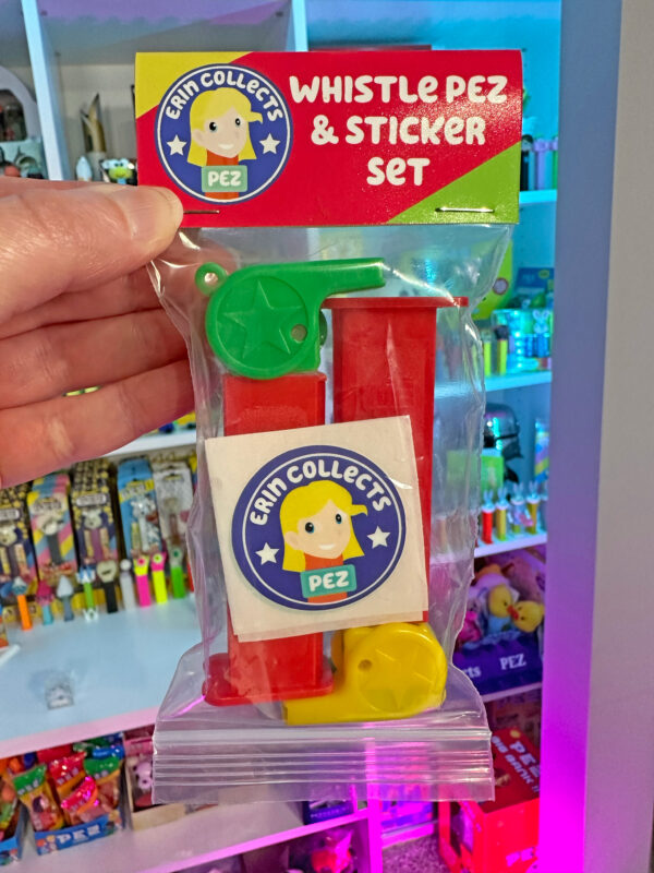 Coach Whistle PEZ Sticker Set With 2 PEZ & 2 Stickers - Green, Yellow, & Red