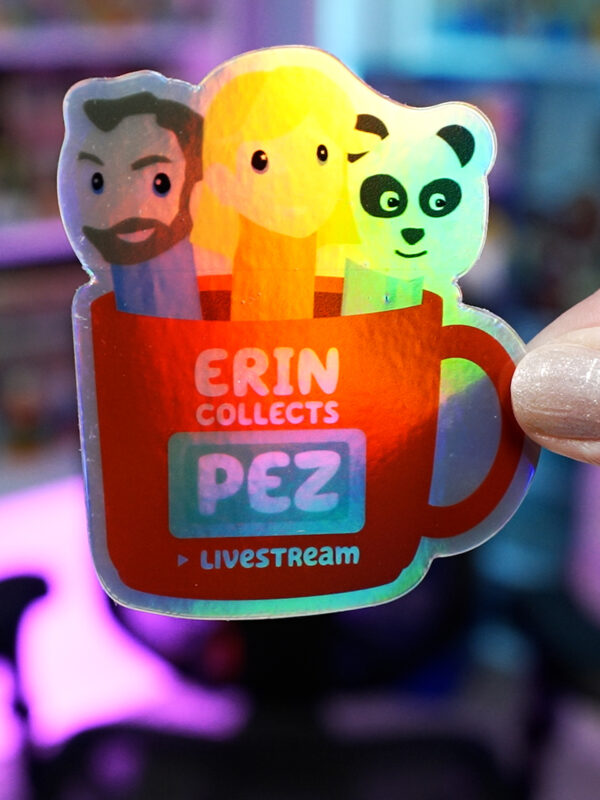 holographic erin collects pez livestream sticker