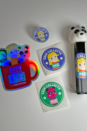 erin collects pez sticker and pin set