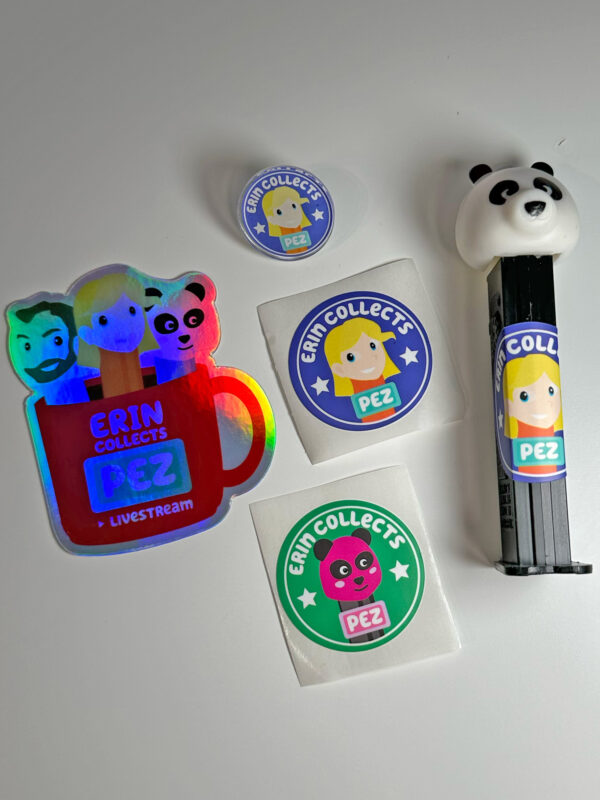 erin collects pez sticker and pin set